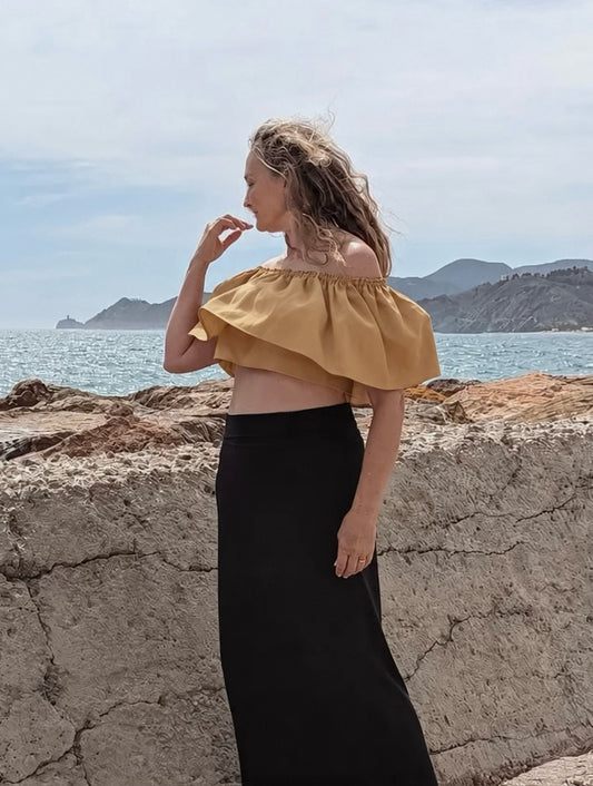 Hemp Linen Gathered Crop Top