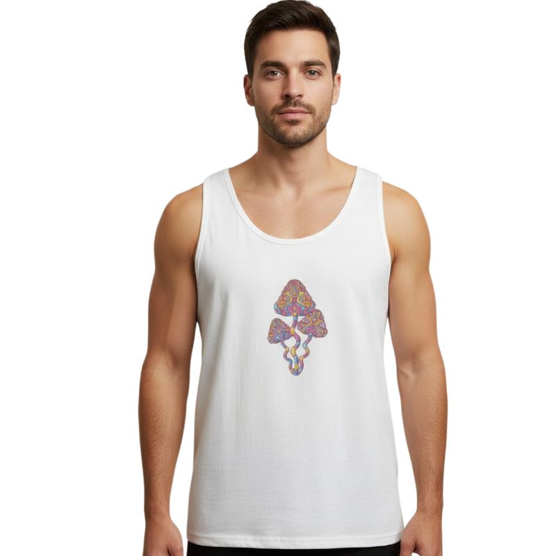 Sustainable Men’s Vest – Hemp & Organic Cotton with Mushroom Print