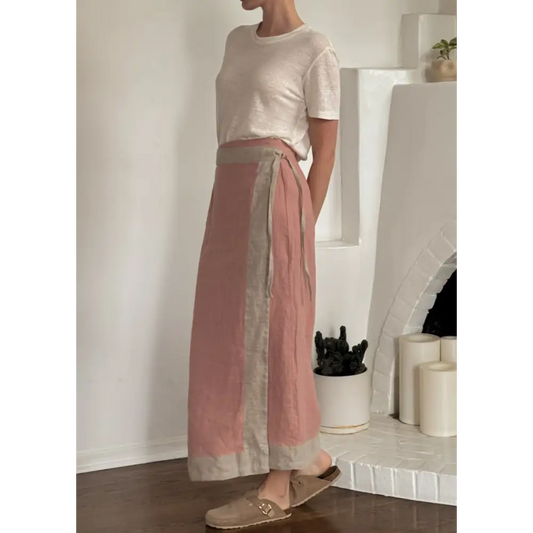Blush pink wrap skirt- Hemp Horizon