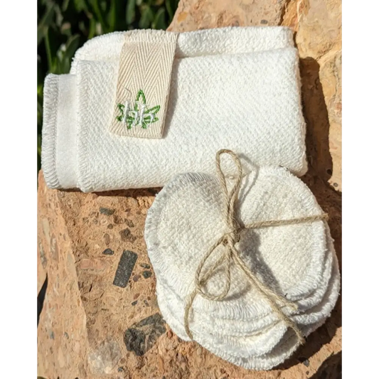 Hemp double sided face flannel and re-usable make-up wipes - Hemp Horizon