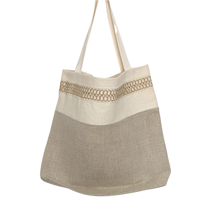 Hemp 2 tone designer tote bag