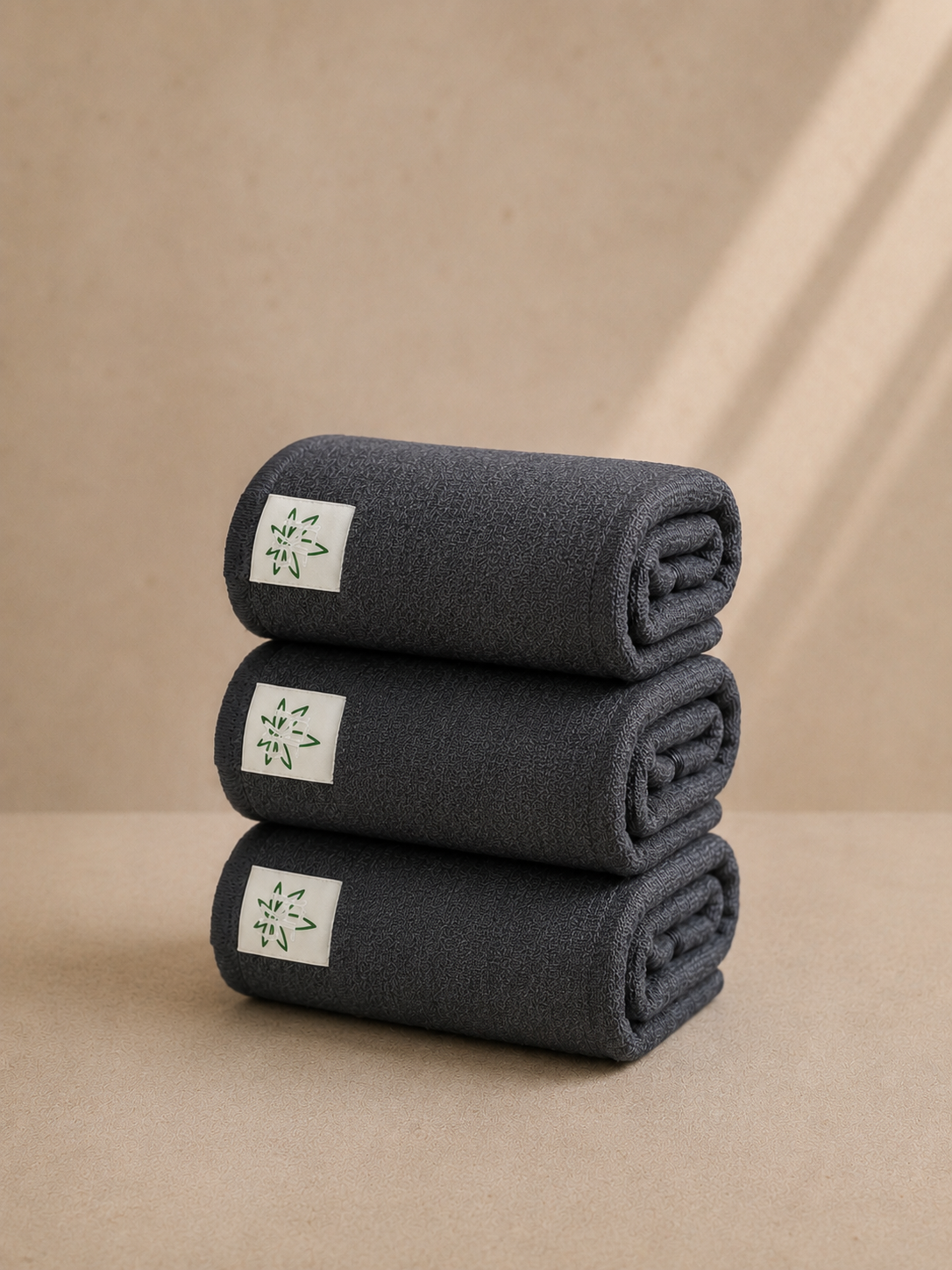 Black hemp cotton face flannel
