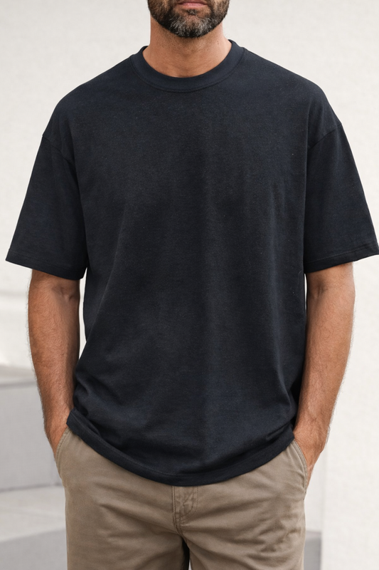 Casual_style_in_black_hemp_bamboo-T-shirt-Hemp Horizon
