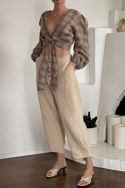 Checked Linen Hemp blouse