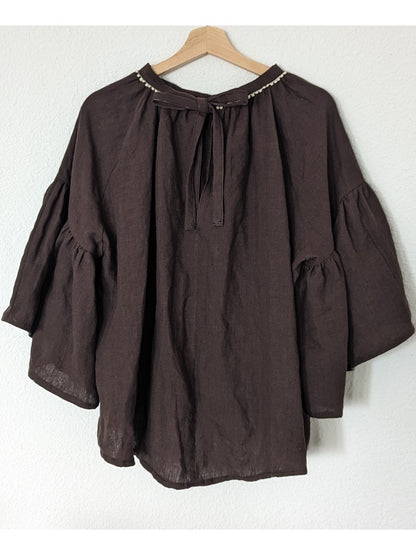 Hemp Linen ruffled top