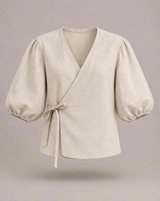 Hemp Cotton Wrap Kimono Blouse