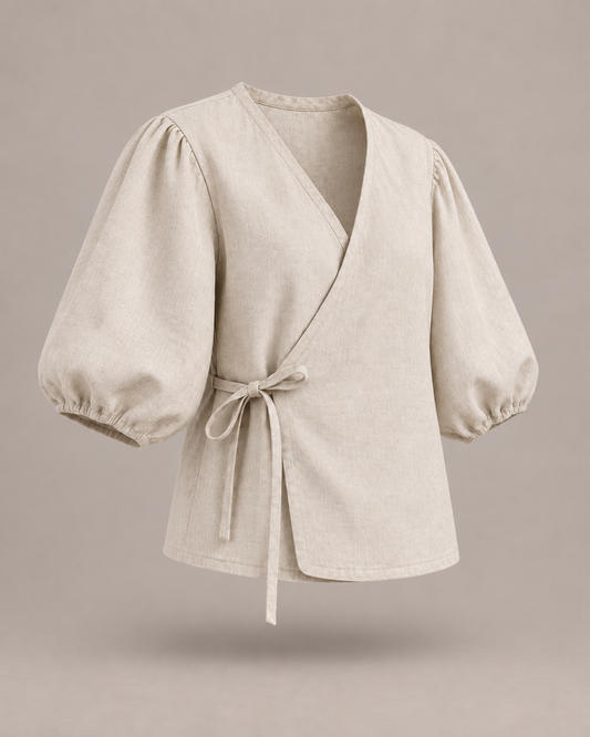 Hemp Cotton Wrap Kimono Blouse