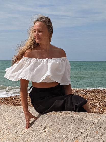 Hemp Linen Gathered Crop Top