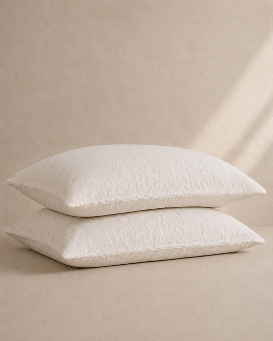 Hemp pillowcase with envelope closure.