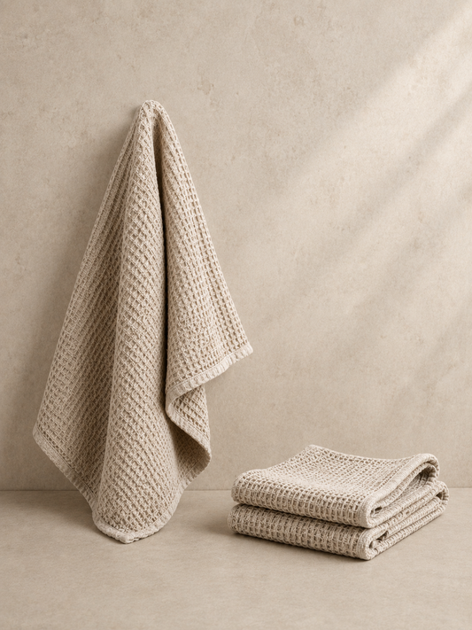 100% Hemp Waffle Towel Set – Handmade Hand Towel & Face Flannel