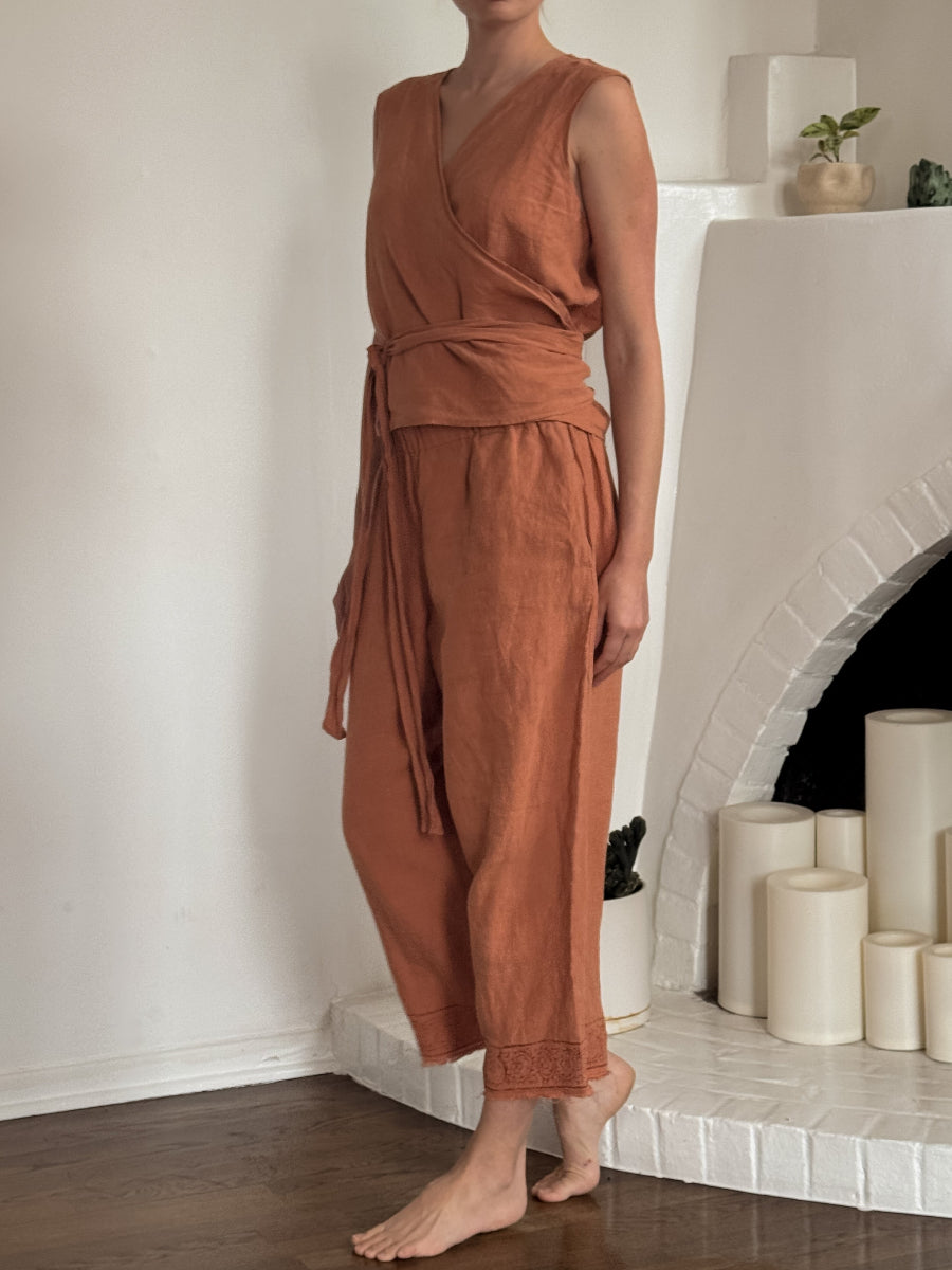 Hemp linen terracotta pants _ Hemp Horizon