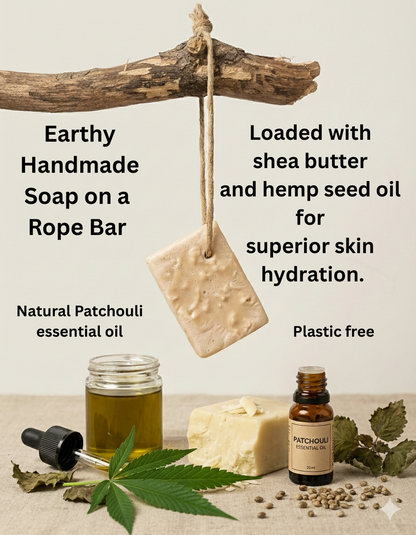 Rustic Hemp & Patchouli Soap on a Rope