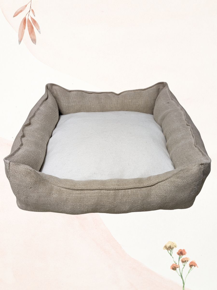 Hemp rectangle fleece cushion Pet Bed - Hemp Horizon