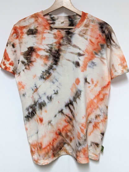 Hemp twirl tee in orange and brown