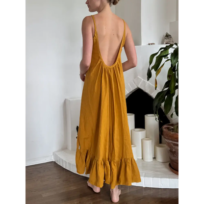 Linen and hemp  low back dress- Hemp Horizon