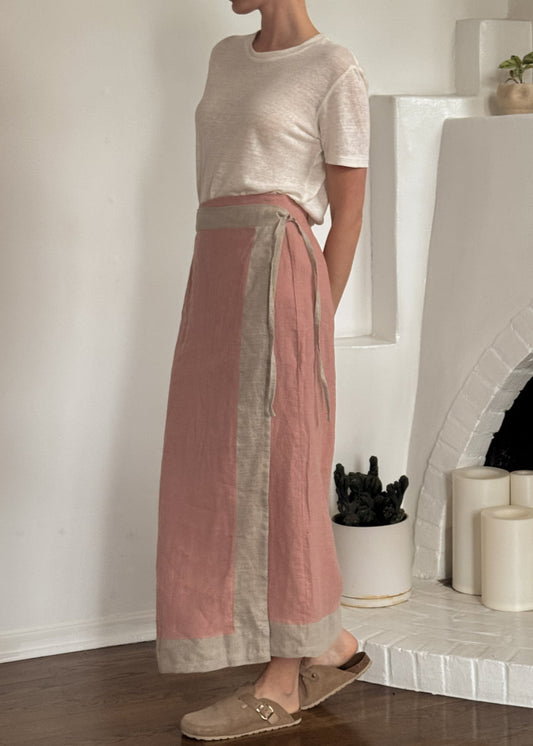 Blush pink wrap skirt- Hemp Horizon