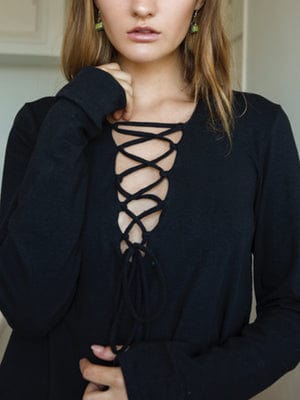 Hemp lace-up top - Hemp Horizon