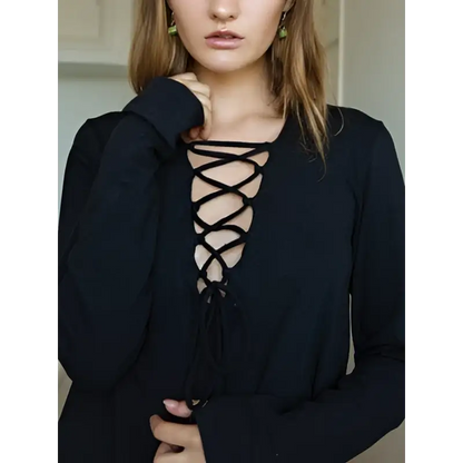 Hemp lace-up top - Hemp Horizon