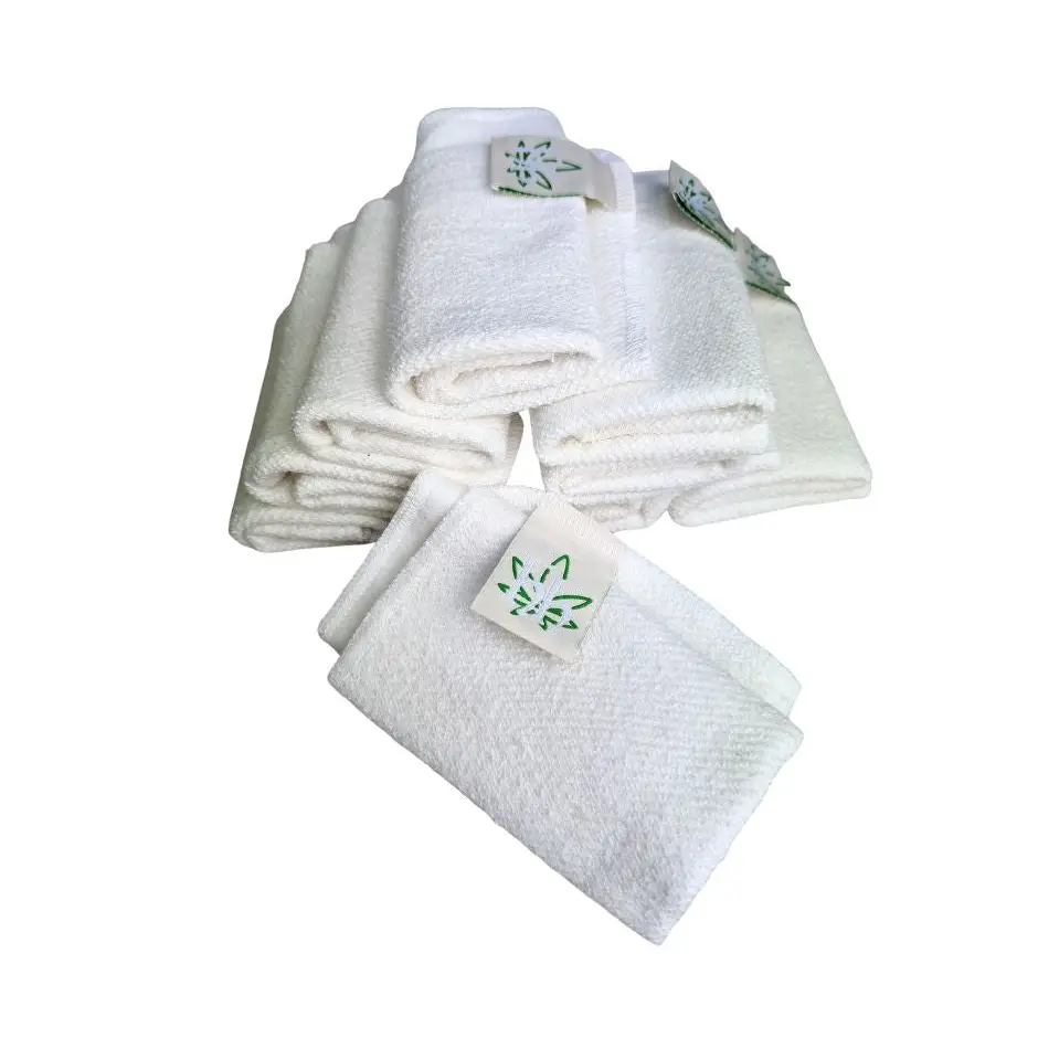 Pure white sustainable double sided face flannels.- Hemp Horizon