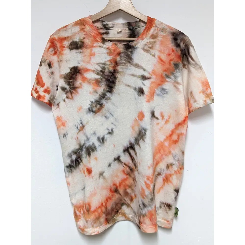 Hemp twirl tee in orange and brown - XS - Hemp T-shirt