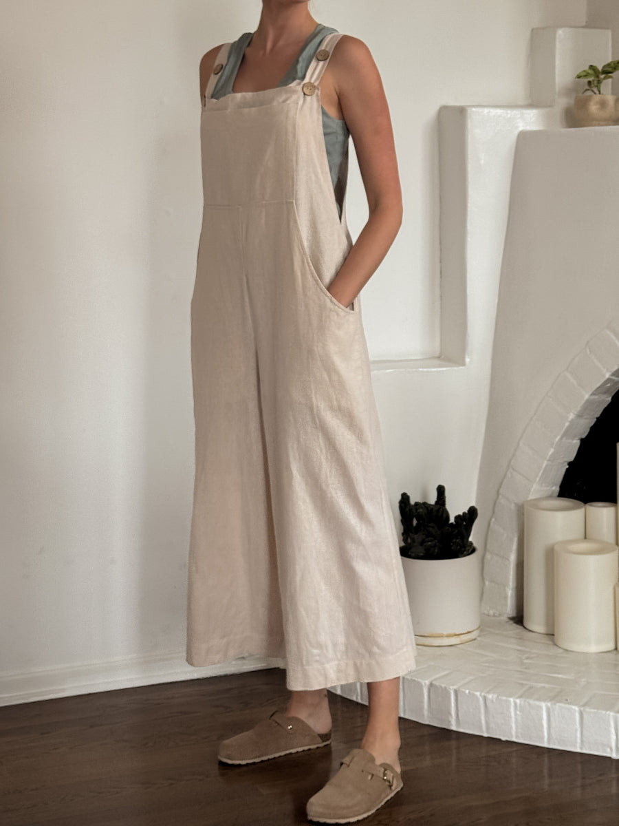 Hemp Linen Dungarees in natural - Hemp Horizon