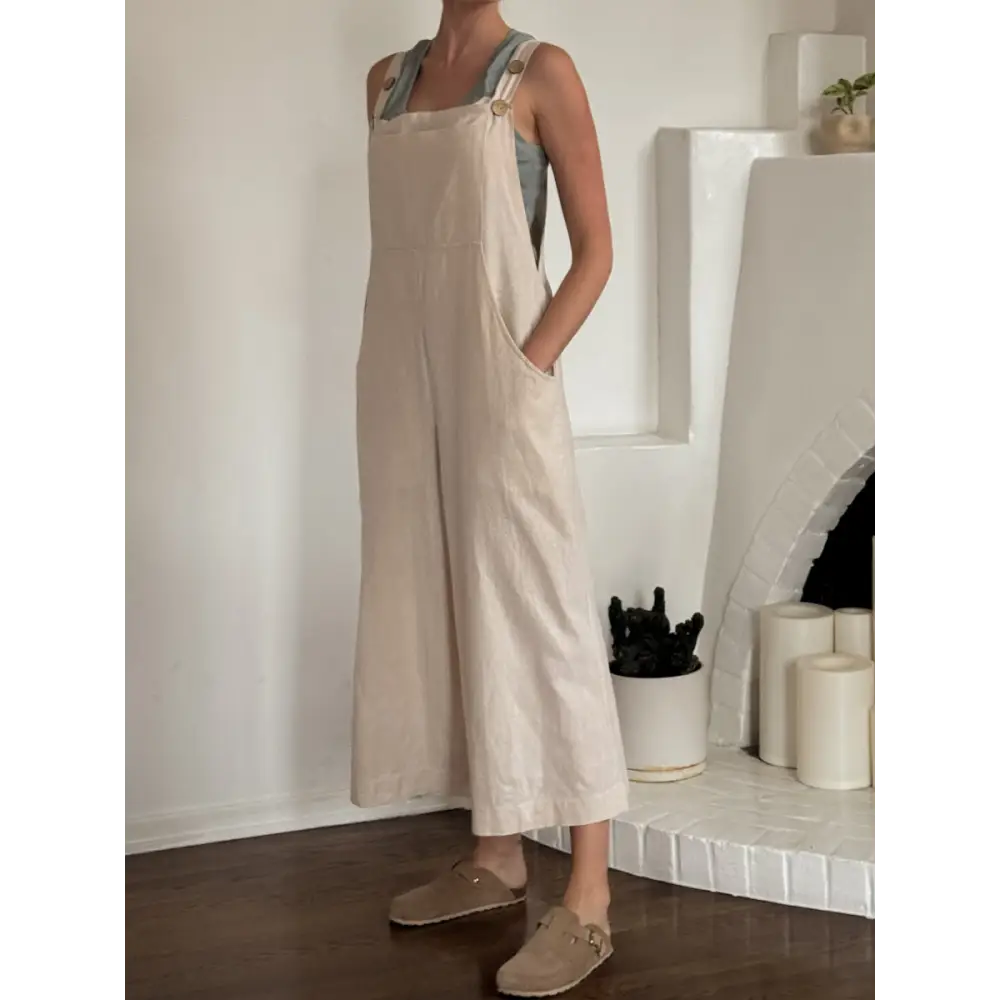 Hemp Linen Dungarees in natural - Hemp Horizon