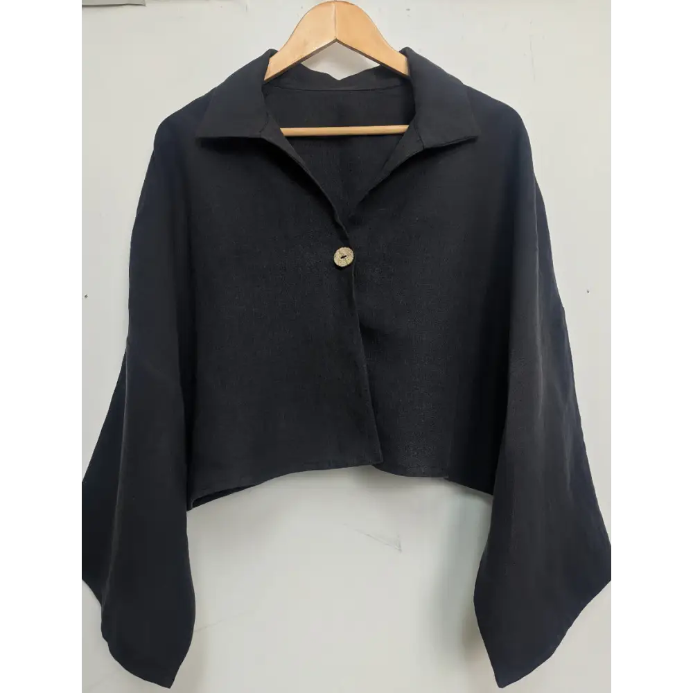 Momo-Black_Kimono_blouse-Hemp Horizon