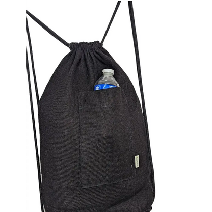 Musk hemp drawstring bag with pockets. - Hemp Bag