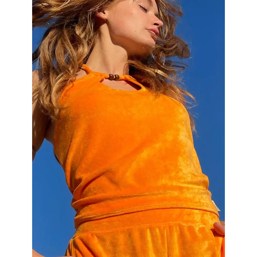 Hemp Bamboo velour halter-neck top - Hemp Horizon