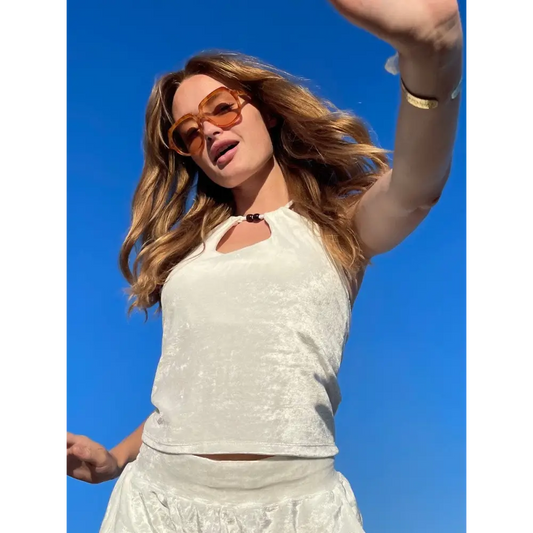 Hemp Bamboo velour halter-neck top - Hemp Horizon