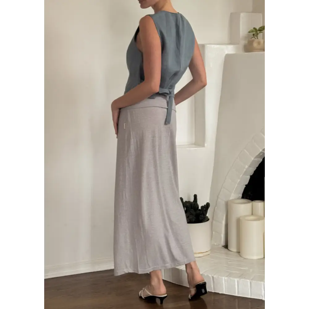 Maxi skirt in grey hemp jersey fabric- Hemp Horizon