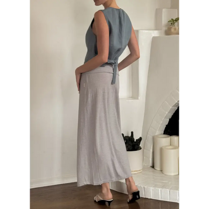 Maxi skirt in grey hemp jersey fabric- Hemp Horizon