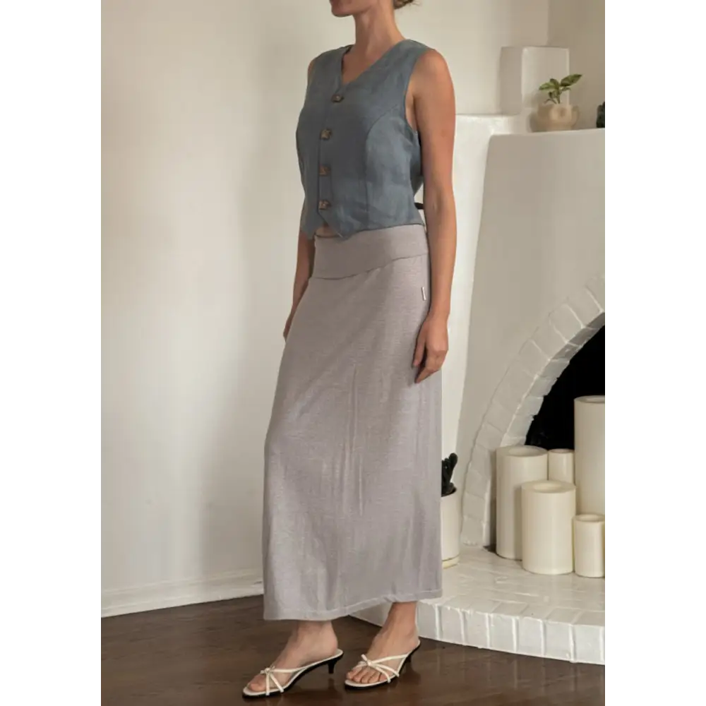 Maxi skirt in grey hemp jersey - Hemp Horizon