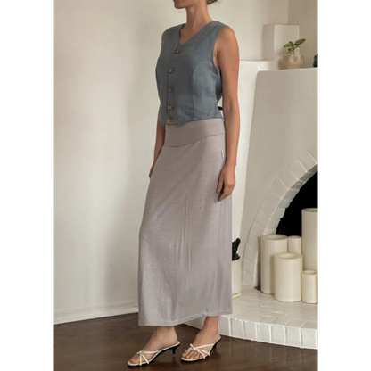 Maxi skirt in grey hemp jersey - Hemp Horizon