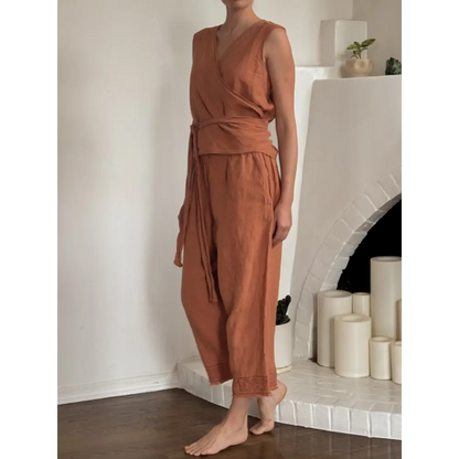 Hemp Linen terracotta sleeveless top - Hemp Horizon
