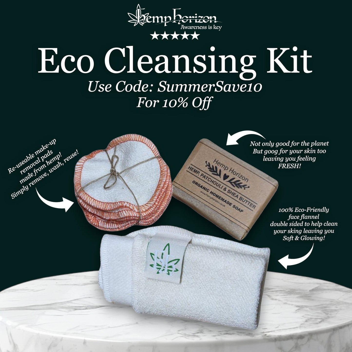 Skin Care Cleansing Kit Made From Hemp - Face set