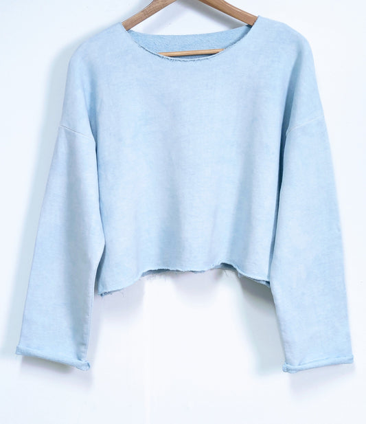 Solana Hemp crop-top sweatshirt - S / Pale Blue - Sweatshirts