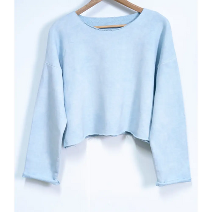 Solana Hemp crop-top sweatshirt - S / Pale Blue - Sweatshirts