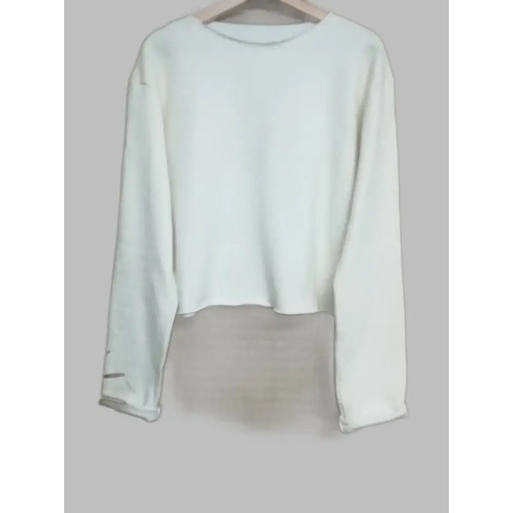 Hemp crop-top sweatshirt  in white- Hemp Horizon