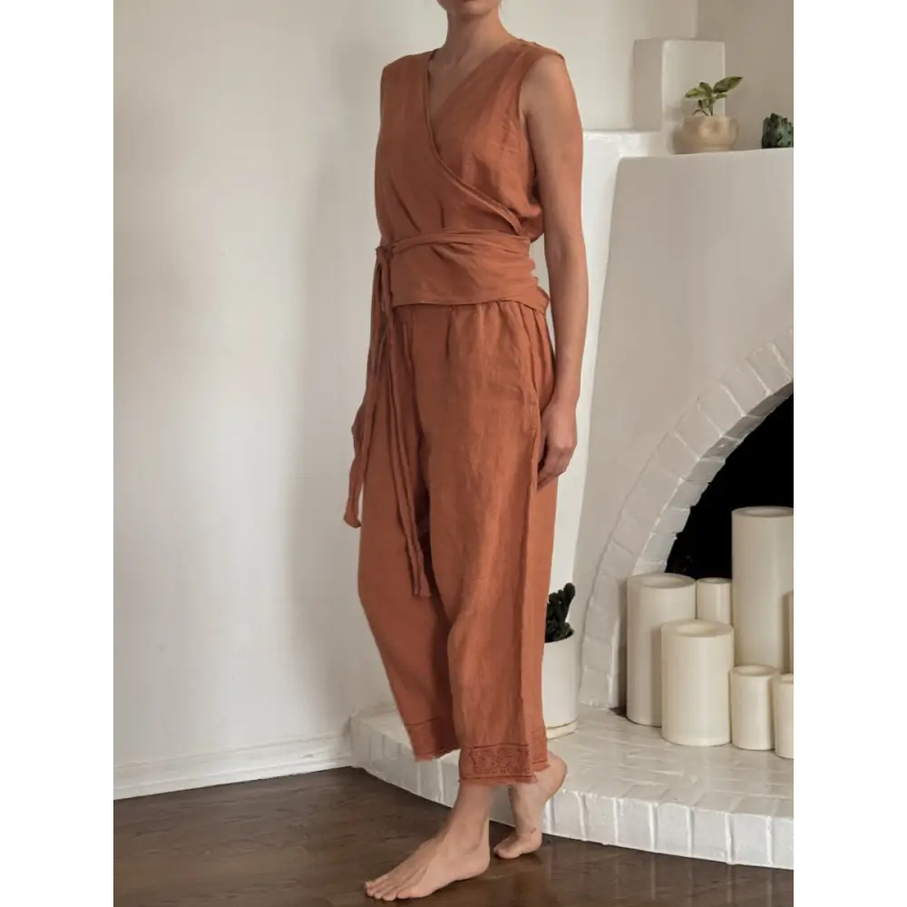 Hemp linen terracotta pants _ Hemp Horizon