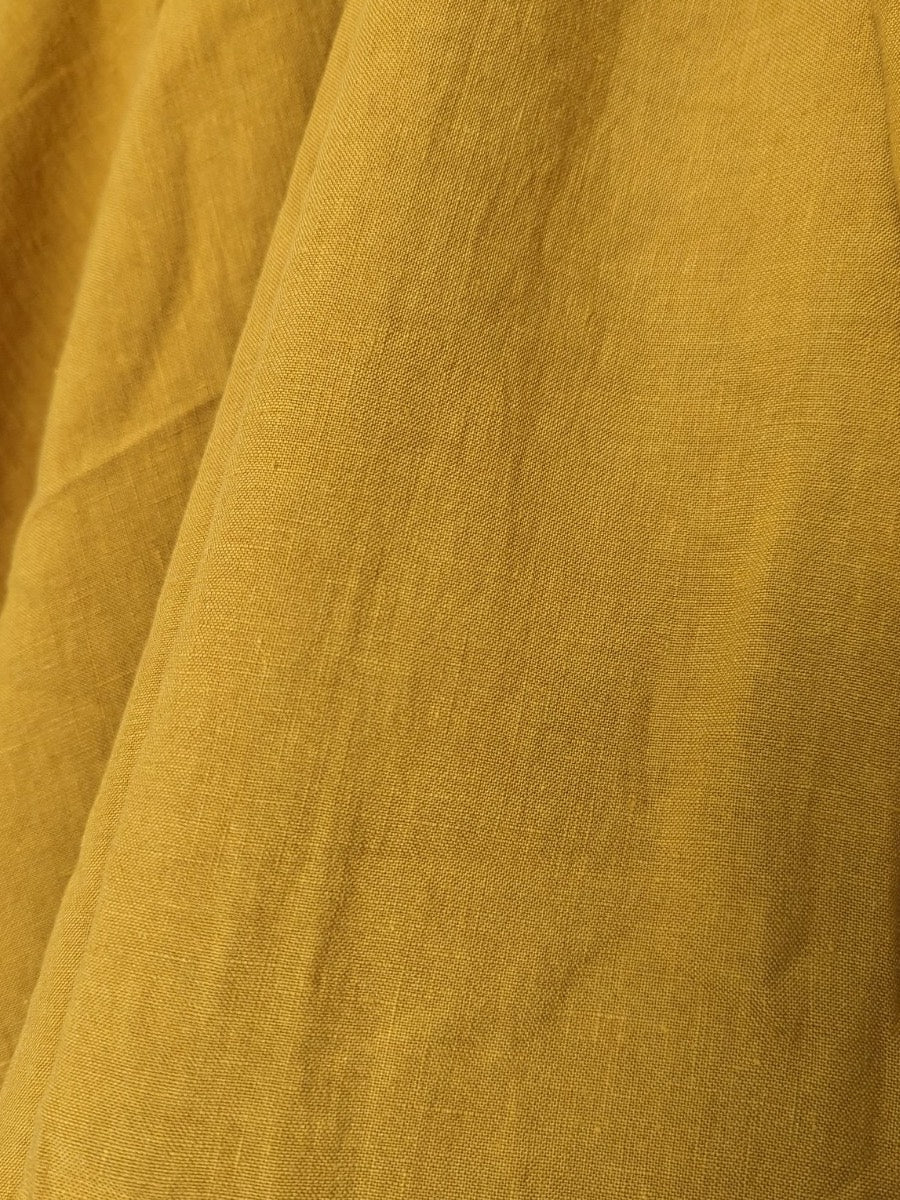 Hemp linen wrap dress in ochre - Hemp Horizon