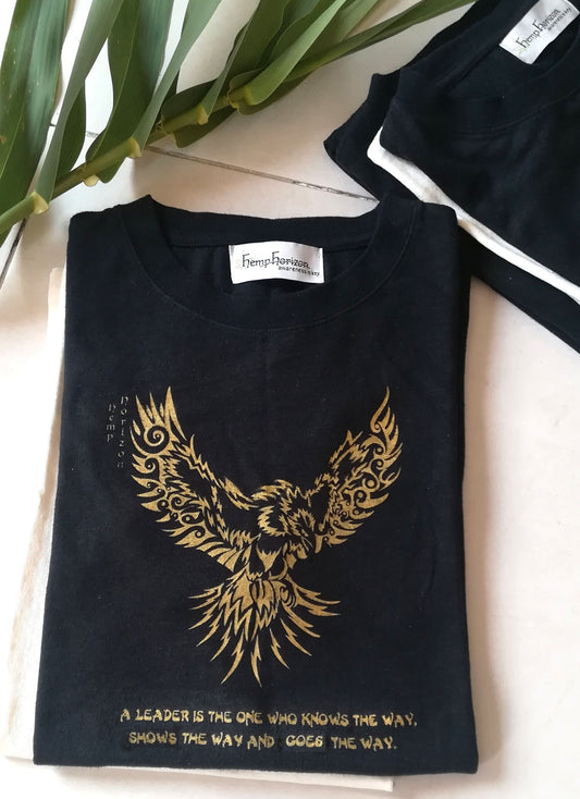 Hemp Organic Cotton T-Shirt With Eagle Print - Hemp Horizon