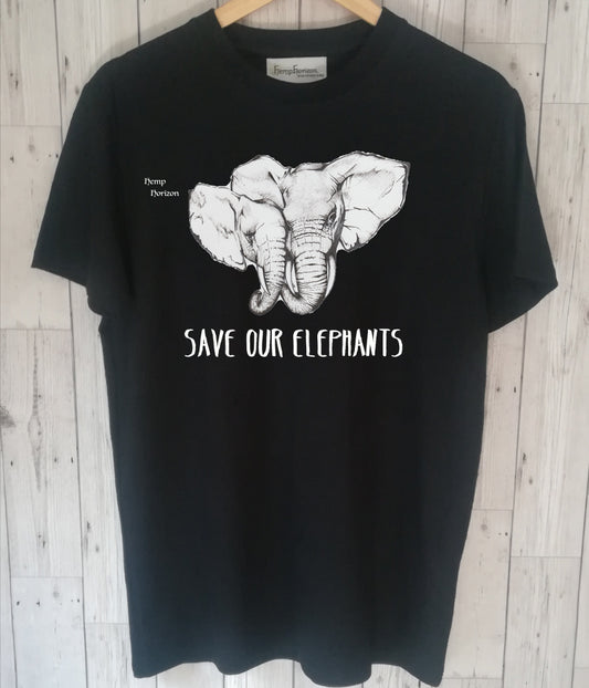Hemp Organic Cotton T'shirt With Elephant Print - Hemp Horizon