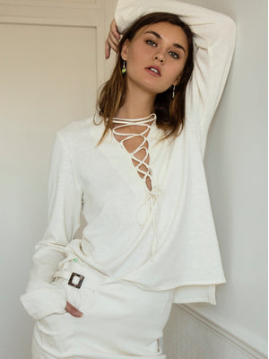 Hemp lace-up top - Hemp Horizon