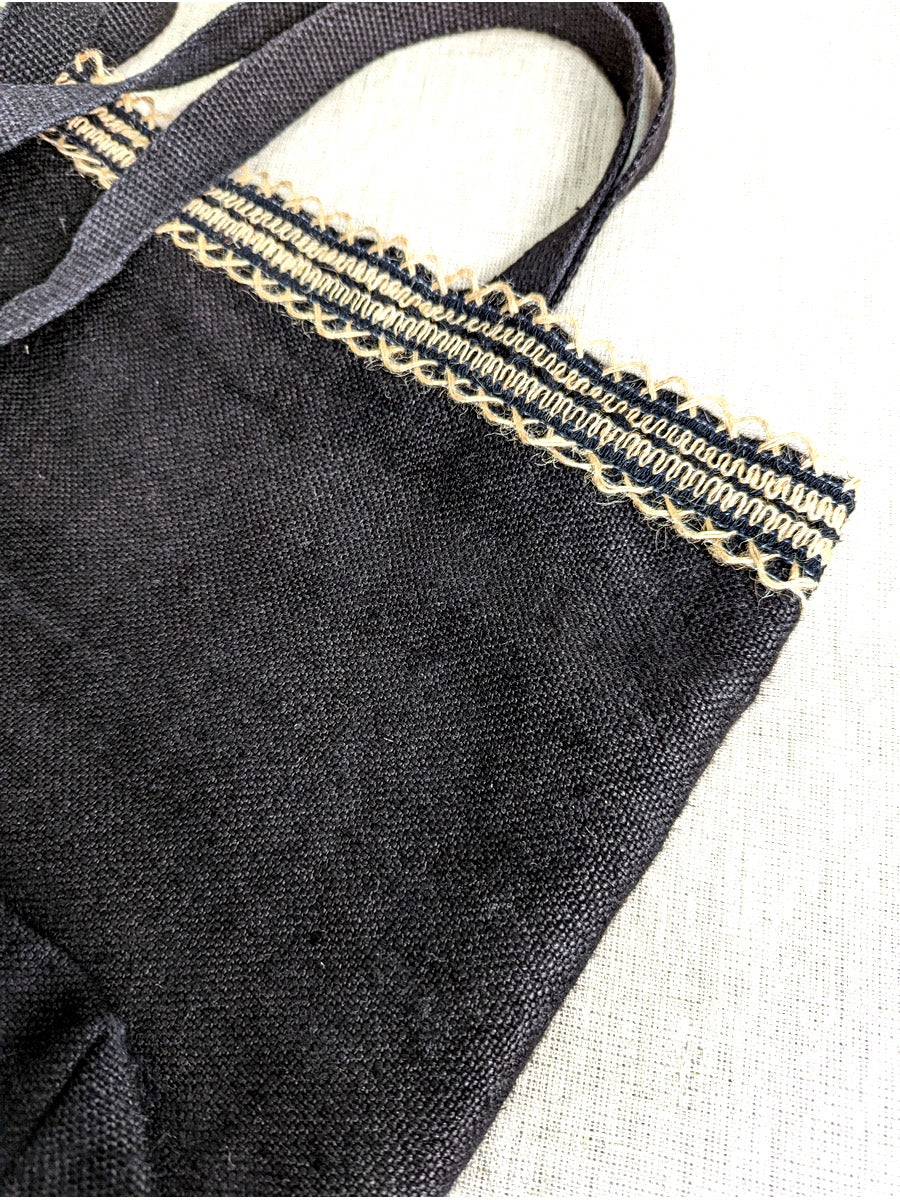 Hemp tote bag in black canvas