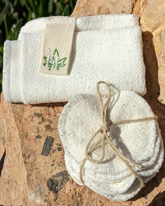 Hemp double sided face flannel and re-usable make-up wipes - Hemp Horizon