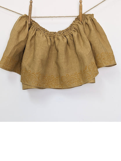 Hemp linen ochre ruffle top - Hemp Horizon