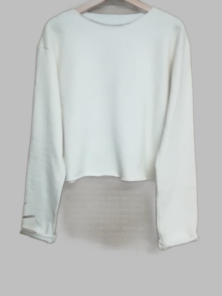 Hemp crop-top sweatshirt  in white- Hemp Horizon
