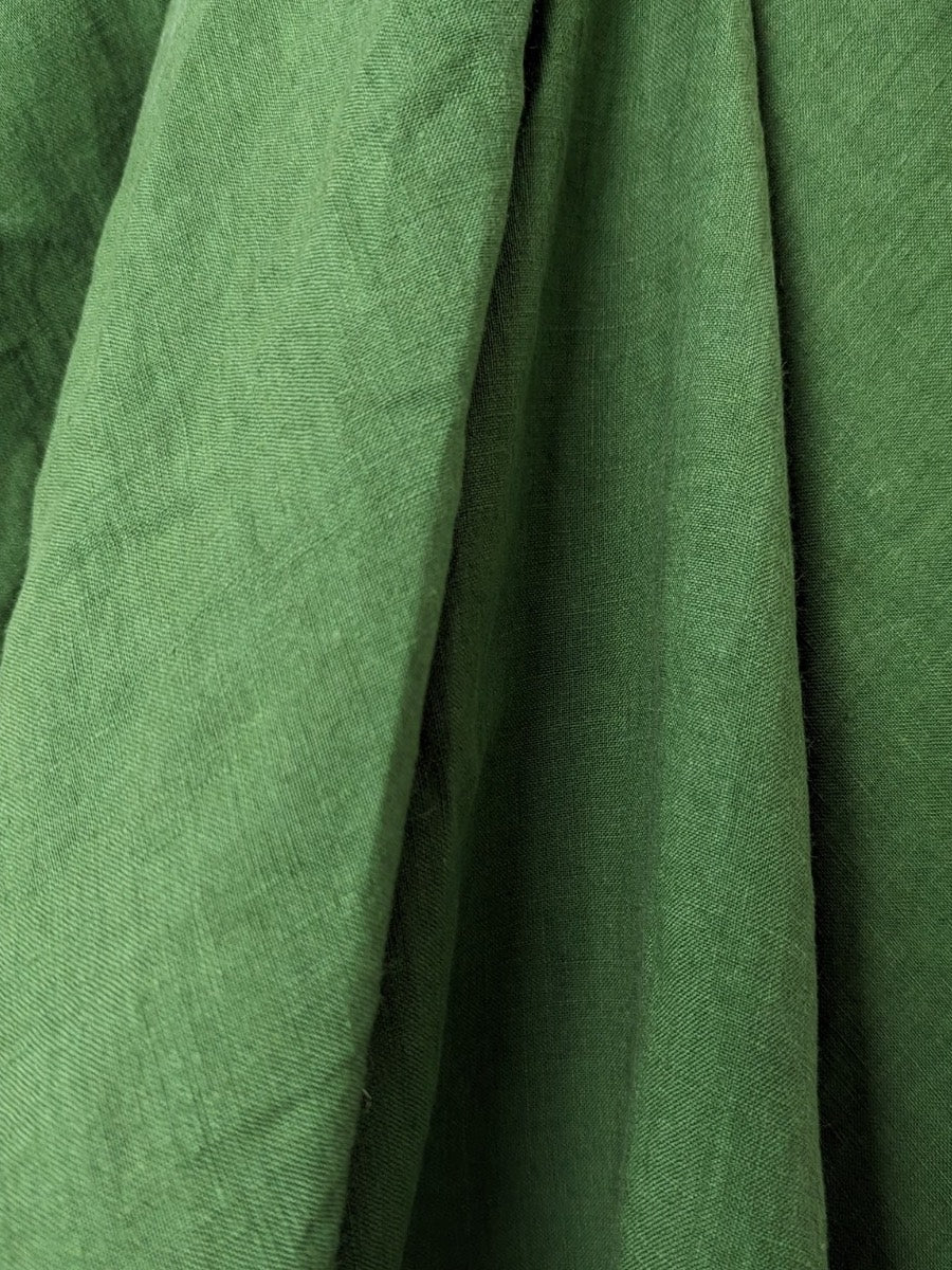 Hemp linen wrap dress in leafy green - Hemp Horizon